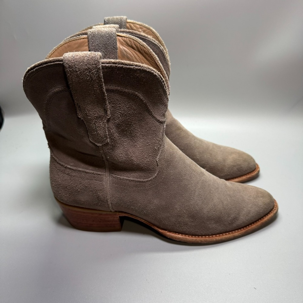 Pre-owned Tecovas The LUCY Cowgirl Suede Boots for Women Sz 8.5 B Gray suede